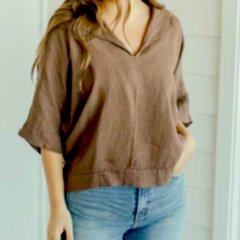 Brown V-neck Top